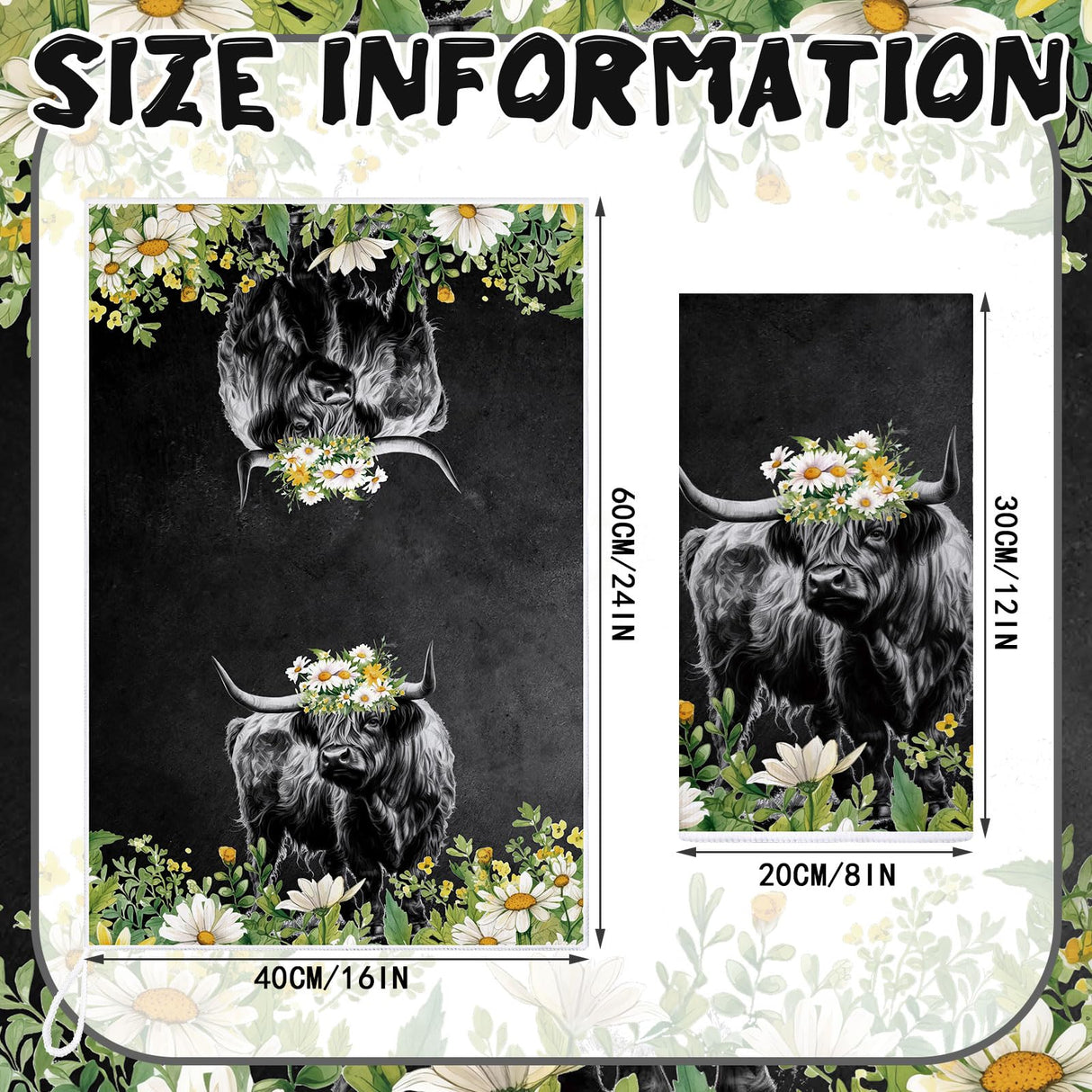 Boyiee Set of 6 Highland Cow Kitchen Towels Hello Heifers Tea Towels Absorbent Dish Towels 24 x 16 Inches Kitchen Gifts Just Who Loves Cow Hand Towels for Farmhouse Kitchen Bathroom Decorations Boyiee