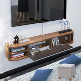 Pmnianhua Floating TV Stand,55'' Under TV Shelf,Modern Floating TV Console,Wall Mounted TV Cabinet, Entertainment Center with Storage for Bedroom Living Room(Walnut) Pmnianhua