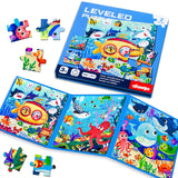 Magnetic Puzzles for Kids Ages 3-5, 3 in 1 Ocean World Toddlers Magnet Jigsaw Puzzle Book, Kids Travel Puzzles Toys, Preschool Learning Toy for Kids 3-8 Year (Ocean World) EREBADI