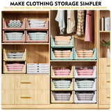 SNSLXH 5 Pack Stackable Closet Organizer Box, Multifunctional & Foldable Closet Storage Basket for Bathroom Kitchen Laundry Room Wardrobe Storage, Space-Saving Clothes Storage Drawer Organizer, White SNSLXH