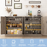 Sideboard Buffet Cabinet with Storage - 65 Inch Farmhouse Kitchen Pantries Sideboard Cabinets with Adjustable Shelves, Wooden Coffee Bar Cabinet Buffet Table for Kitchen, Dining Room, Oak chartustriable