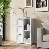 Tangkula White Freestanding Bathroom Floor Cabinet with 3 Drawers and Adjustable Shelf Tangkula