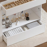 FUFU&GAGA Closet Island with Glass Top & 8 Drawers for Walk in Closet, Jewelry Display Cabinet Island with Glass Shelf, for Store Dressing Room Shop, 47.2”W x 23.6”D x 31.5”H FUFU&GAGA