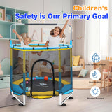 Trampoline for Kids, 5FT Adjustable for Toddler, Indoor/Outdoor Baby Trampoline with Enclosure Net, No-Gap Safe Design, Gifts for Boys & Girls (Yellow&Blue) PY SUPER MODE