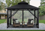 MASTERCANOPY Outdoor Garden Gazebo for Patios with Stable Steel Frame and Netting Walls (8x8,Black) MASTERCANOPY