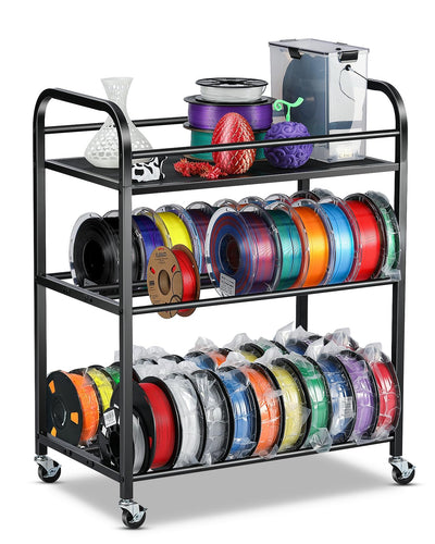 AHOWPD 3D Printer Filament Storage Rack- Rolling Filament Spool Holders Racks with Wheels, Heavy Duty Metal Shelf for PLA/ABS/TPU/Nylon, Filaments Organzied for 3D Printing Studio, Office Workshop