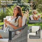 10 Piece Outdoor Patio Furniture Set-All Weather Outdoor Conversation Sets Sectional Sofa with Wicker Swivel Rocker Patio Chairs, Thick Cushions Ottomans for Porch Balcony Patio Deck Grey/Beige PLANNTONNEO