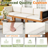 Devoko 7 Piece Acacia Wood Patio Sofa, Outdoor Sectional Coach and Love Seat with Coffee Table, Acacia Wood Patio Furniture Set for Balcony,Porch,Garden Devoko