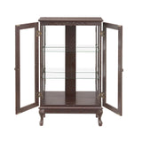 nifoti 43" H Lighted Curio Cabinet Display Case, Glass Curio Cabinet with Adjustable Shelves and Tempered Glass Door, Wooden Curio Cabinet w/Mirrored Back Pane for Living Room (Dark Cherry) nifoti