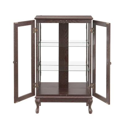 nifoti 43" H Lighted Curio Cabinet Display Case, Glass Curio Cabinet with Adjustable Shelves and Tempered Glass Door, Wooden Curio Cabinet w/Mirrored Back Pane for Living Room (Dark Cherry)