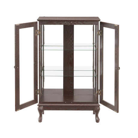 nifoti 43" H Lighted Curio Cabinet Display Case, Glass Curio Cabinet with Adjustable Shelves and Tempered Glass Door, Wooden Curio Cabinet w/Mirrored Back Pane for Living Room (Dark Cherry) nifoti