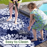 LuxStep Outdoor Rug Waterproof Outdoor Plastic Straw Rug Reversible Patio Rug Mat Outdoor Decor Large Area Mats for RV, Picnic, Backyard, Deck, Balcony, Porch, Beach, Camping, 6'x 9',Blue LuxStep