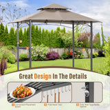 SUNCROWN Outdoor Grill Gazebo 8 x 5, Patio Double Tiered BBQ Canopy w/Air Vent, Gazebo Canopy with 8 Hook Tools for Barbecue Picnic Garden, Backyard, Poolside -Brown SUNCROWN