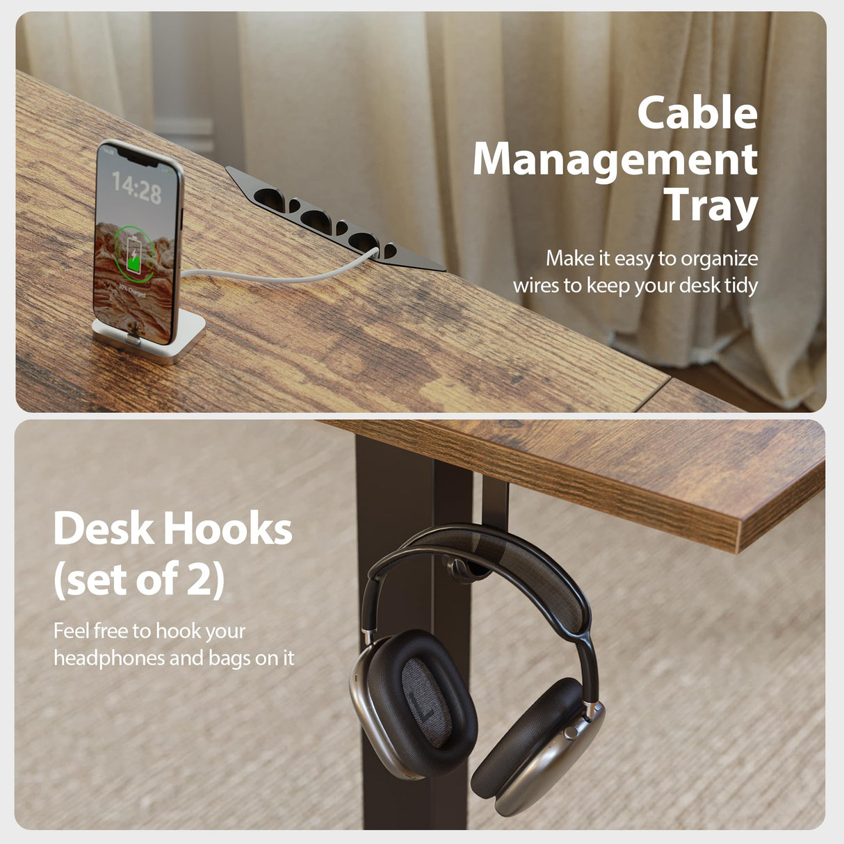 Agilestic 59 Inch L Shaped Standing Desk Adjustable Height, Electric Corner Standing Desk, Sit Stand Computer Table with Splice Board, Rustic Brown Agilestic