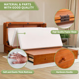 FACAAJ SPO Queen Murphy Bed with Mattress Included, Murphy Bed Cabinet Queen with Drawers and Charging Station for Small Apartments, Home Offices(Stripe Pattern, Cherry) FACAAJ SPO