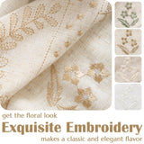 jinchan Linen Curtains for Bedroom Floral Curtains 108 Inch Length Linen Blend Beige Embroidered Drapes Farmhouse Flower Patterned Drapes for Living Room Window Treatments Set 2 Panels jinchan