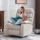 GNMLP2020 Manual Recliner Chairs for Adults, PU Leather Small Recliner Chair for Small Space, RV, Lazy Boy Single Sofa Chairs, Beige GNMLP2020