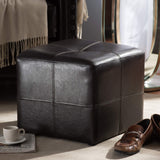Baxton Studio Nox Brown Leather Ottoman , Dark Brown , SMALL - Baxton Studio