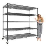 59" W Storage Shelves 86.2" H Heavy Duty Garage Shelving Units with Wheels, 5-Tiers Wire Shelving Rack Metal Storage Shelves for Garage Pantry Kitchen Commercial Industrial, 3300LBS Capacity GAOMON