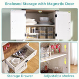 LUXOAK Bar Cabinet with Fridge (Included), 69" Farmhouse Wine Cabinet with Storage Drawers & Adjustable Shelves, Coffee Bar Cabinet for Home bar, Dining Room, Living Room LUXOAK