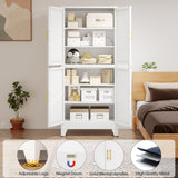 winiowa 75" Tall Kitchen Pantry Cabinet, Metal Storage Cabinet with Doors and Adjustable Shelves, White Freestanding Pantry Cabinet for Kitchen, Dining Room, Living Room, Laundry Room, Bathroom winiowa