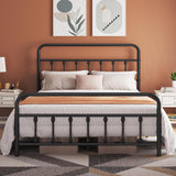 Topeakmart Victorian Style Queen Size Metal Bed Frame with Headboard and Under Bed Storage Topeakmart