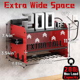 Wide Power Tool Organizer Wall Mount with Charging Station,3 Layer Adjustable Heavy Duty Tool Storage Rack 4 Drills with 8 Outlet Power Strip,Hooks,Screwdriver box,Garage Gifts for Fathers Day,Red CFMASTER