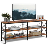 WLIVE TV Stand up to 70 Inch TV, 63" Entertainment Center, TV Media Console with 3-Tier Storage Shelves for Living Room and Bedroom, Rustic Brown WLIVE