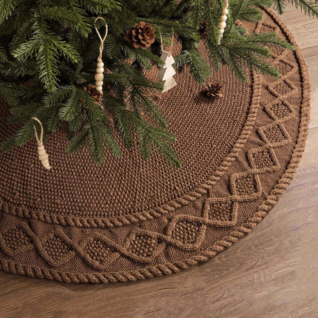 36 inch Christmas Tree Skirt: Pencil Tree Skirt for 6ft Tree, Diamond Edge Knit Small Western Brown Tree Skirt, Vintage Tree Skirts, Rustic Farmhouse Christmas Decorations LimBridge