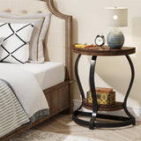 Tribesigns Half-Round End Table Set of 2, 2-Tier Wooden Half Moon Side Table Semi Circle Accent Table Bedside Table with Thicken Tabletop for Living Room, Bedroom(Rustic Brown) Tribesigns