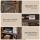 KBCLN Rustic Brown TV Stand for 65 Inch TVs, Sliding Barn Door Farmhouse Entertainment Center, Adjustable Shelves Media Console Table for Living Room KBCLN