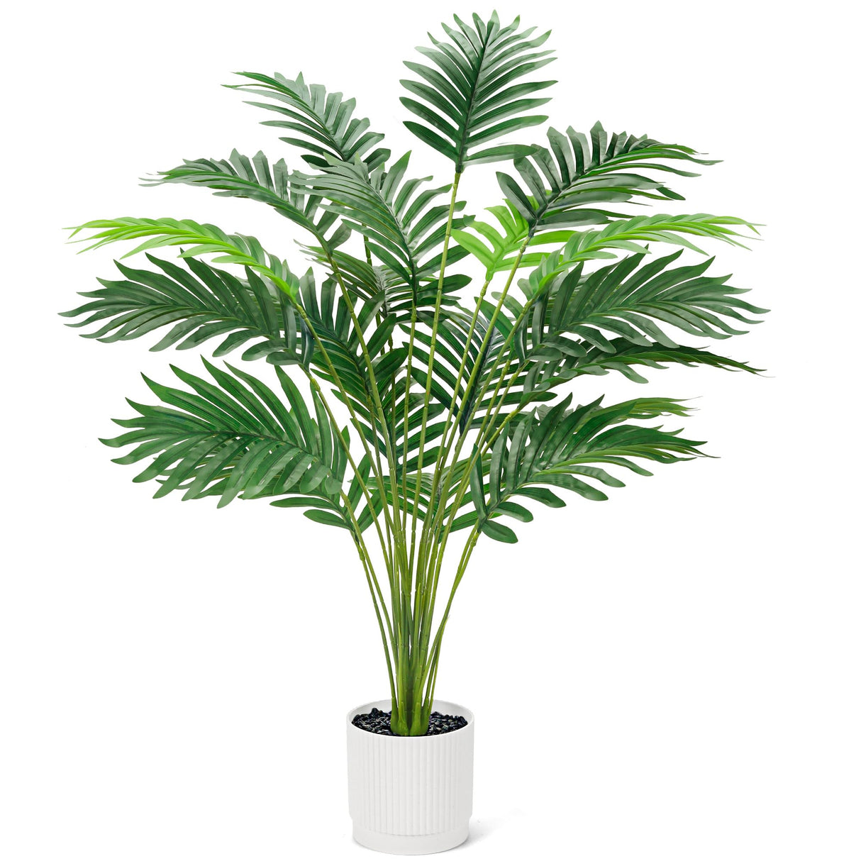 Der Rose 28'' Artificial Palm Tree Large Fake Tropical Faux Plants Indoor and Outdoor for Home Bathroom Porch Outside Patio Decor (White Pot) Der Rose