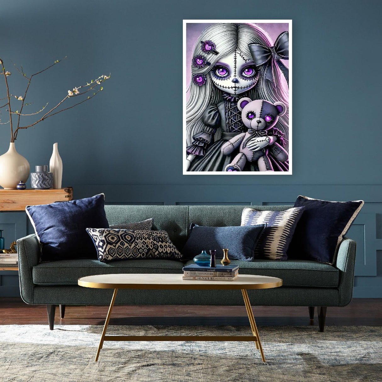 cdjlddww Gothic Diamond Painting Kits for Adults, 5D Diamond Art Kits for Beginners, DIY Bear Round Full Diamond Gemstone Art Rhinestone Painting for Wall Decor 12X16 inch cdjlddww