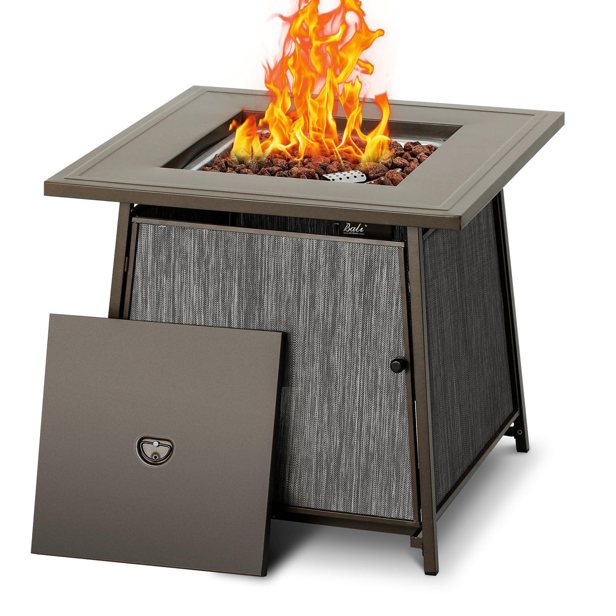 BALI OUTDOORS 50,000 BTU Propane Fire Pit Outdoor, 28 inch Propane Fire Pit Table Square, Gas Firepits for Outside Patio, Garden, Backyard BALI OUTDOORS