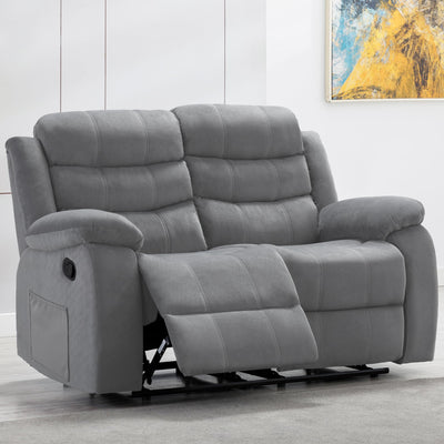 GNMLP2020 Reclining Loveseat Recliner Sofa Couch 2 Seater with Side Pocket, Velvet Double Wall Hugger Loveseat Recliner Sofas for Living Room, RV, Home Theater(Loveseat, Grey)