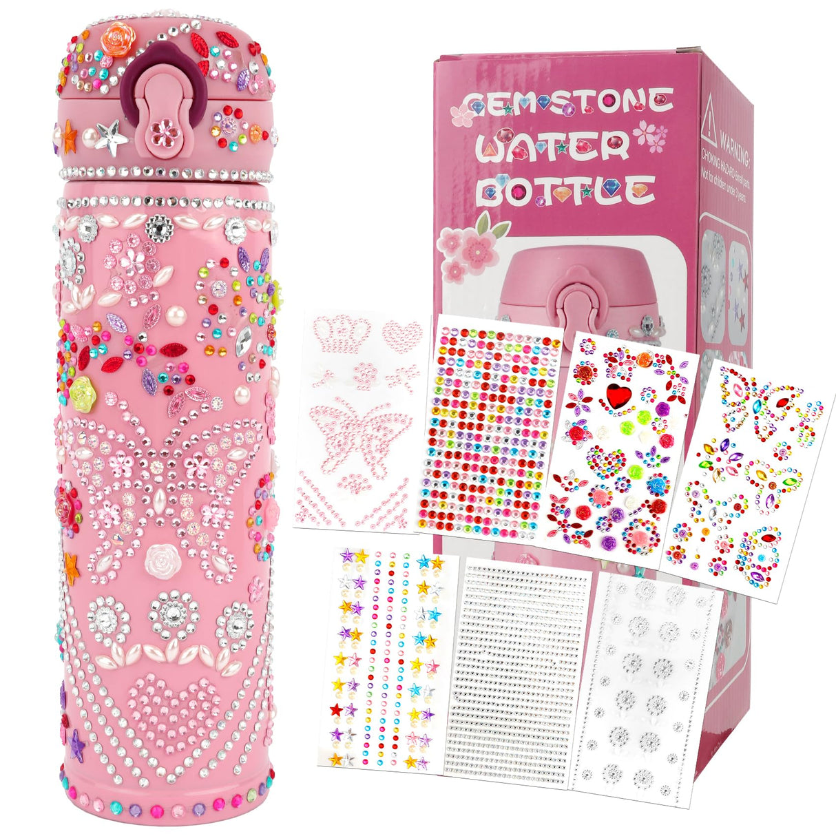 Create Your Own Decorated Water Bottle for School - Jewel Stickers for Girls Age 6-10 ZNHIS