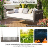 LUMISOL Patio Twin Size Garden Swing Bed with Ropes, Outdoor Porch Swing for Backyard Poolside Garden, Safe Sloped Design, Gray LUMISOL