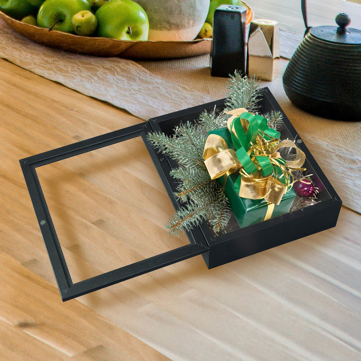 Muzilife 8x10 Shadow Box Picture Frame - 2.16" Interior Deep Wood & Glass Display Case Ready to Hang Memory Box Baby Sports Memorabilia, Wedding, Tickets, and Photos, Black Muzilife