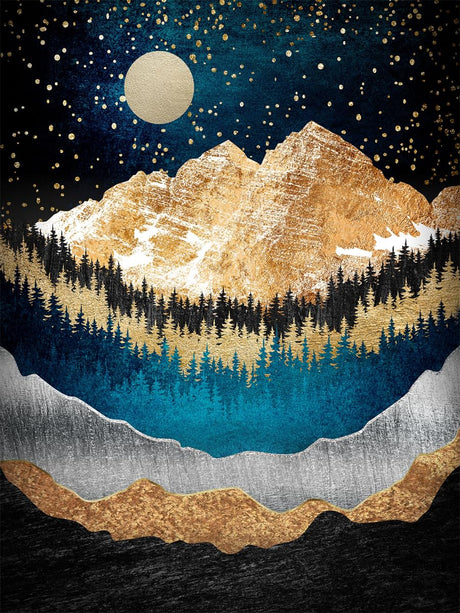 YUE ZHE Diamond Art Kits for Adults, DIY Mountain Diamond Art Kits Full Drill Diamond Painting Kit Abstract Scenery 5D Diamond Art Accessories for Beginner, Gem Art for Home Wall Decor (12 x 16in) YUE ZHE