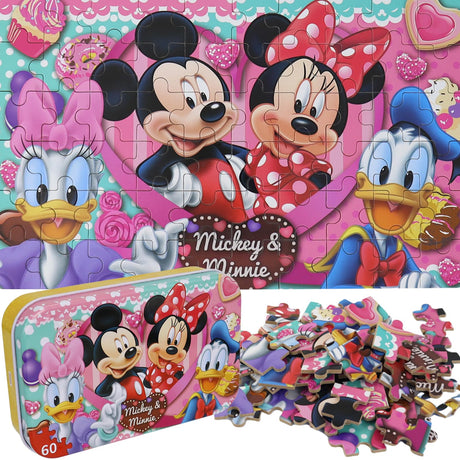 Mickey Mouse Puzzles for Kids Ages 4-8 60 Pieces Puzzles for Kids Ages 3-5 Minnie Mickey Puzzle for Girls and Boys Toys Jigsaw Puzzles in a Metal Box Educational Puzzles (Minnie Mickey 0686) doovide