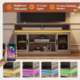 WLIVE TV Stand up to 65 Inch TV, 59" Entertainment Center with LED, Tall Farmhouse TV Media Console with Storage Cabinets for Living Room and Bedroom, Grey WLIVE