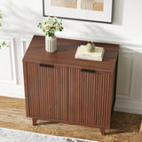 Fluted Cabinet with Storage, 2 Doors Sideboard Buffet, Mid Century Modern Accent Cabinet with Adjustable Shelves, Multifunctional Console Table with Storage for Living Room, Kitchen, Entryway FiveWillowise