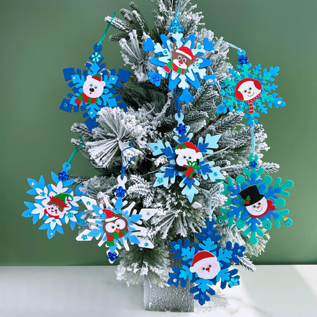 Winlyn 24 Sets Christmas Craft Kits Winter Crafts DIY Christmas Snowflake Ornaments Decorations Art Sets Foam Snowman Santa Owl Christmas Stickers for Kids Holiday Classroom Activities Party Favors Winlyn
