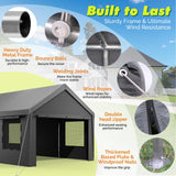 Velway Carport 12x20ft Heavy-Duty Canopy - Portable Garage Metal Carport Featuring Galvanized Frame Waterproof & UV-Protected Tarp with Removable Sidewalls & Doors for Car, Truck, Boat Velway