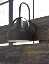 Signature Design by Ashley Drystan Rustic Queen Panel Bed, Sconce LED Lights, USB Ports and Nailheads, Foundation or Box Spring Needed, Dark Brown & Gray Signature Design by Ashley