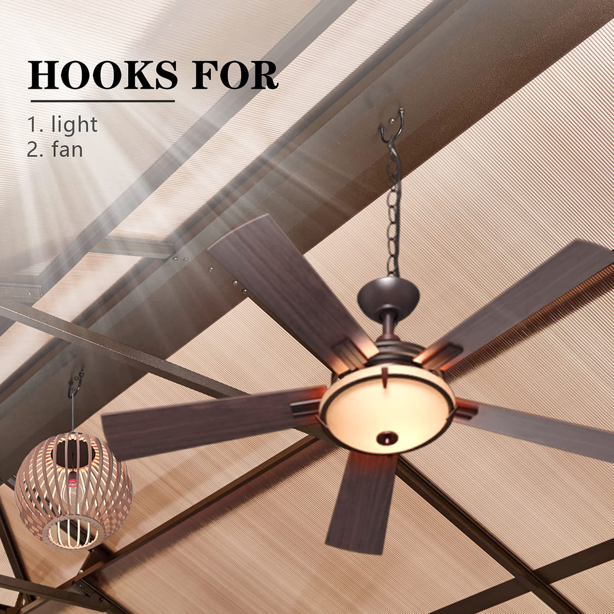 MELLCOM 12'x20' Hardtop Gazebo with Polycarbonate Double Roof, Aluminum Frame Outdoor Gazebo Permanent Pavilion with Curtains and Netting for Patio, Lawn & Garden MELLCOM