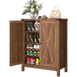 YITAHOME Shoe Cabinet with Doors, Farmhouse 5-Tier Shoe Storage Cabinet for Entryway, Large Capacity Wooden Shoes Rack Organizer for Entryway/Hallway/Closet, Brown YITAHOME