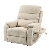 JIKFRIMA Power Lift Recliners Chairs for Elderly Adults Lay Flat Recliner with Heat & Massage, Wireless Charging Device, USB Ports, Cup Holder, Lumbar Pillow, 400Lbs (Velvet Fibric,Beige) JIKFRIMA