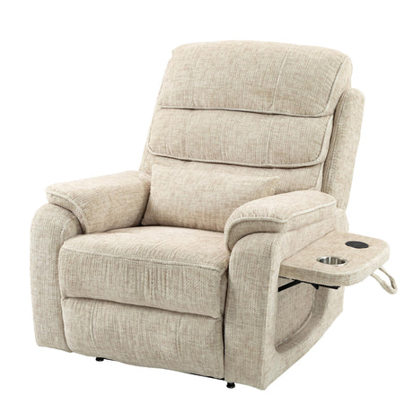 JIKFRIMA Power Lift Recliners Chairs for Elderly Adults Lay Flat Recliner with Heat & Massage, Wireless Charging Device, USB Ports, Cup Holder, Lumbar Pillow, 400Lbs (Velvet Fibric,Beige) JIKFRIMA