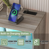 GarveeHome 8 Drawers Wooden Dressers with LED Lights and Power Outlet for Bedroom, Large Modern Wood Dresser for Living Room, Hallway, Wide Chest of Drawers Wood TV Stand Dressers for 55" TV (Grey) GarveeHome